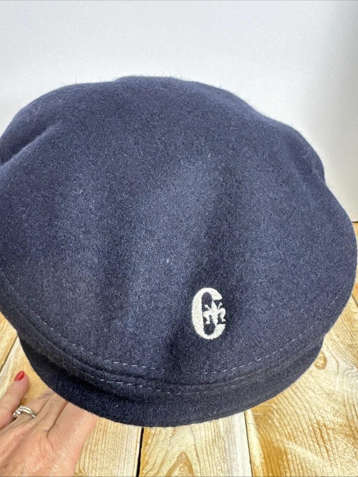 Conte of Florence Wool Flat Baretta Hat Flat Cap Earflaps Newsboy Navy Blue - Image 3 of 4