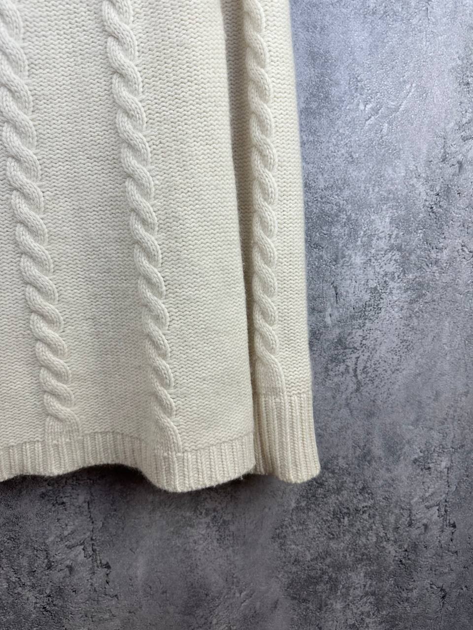 RRP $275 Reiss Tilly Aran Cable Knit Sweater Wool White Mock Jumper Women's Sz M image 9