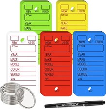 100 Pc Key Tags with Labels and Rings, Bright Colors Car Tag Identifier Luggage
