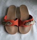 Vintage Celine Koi Fish Orange & Gold Clog Sandals Mules EU37 US 6.5 — photo 2