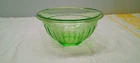 Hazel Atlas Green Small Mixing Bowl Pillar Optic Ribbed Uranium Glass
