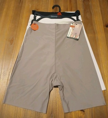 3-Pack Skinnygirl Laser Shaping Shorts Tummy Thigh 7131 Taupe/Nude/Black Sz M