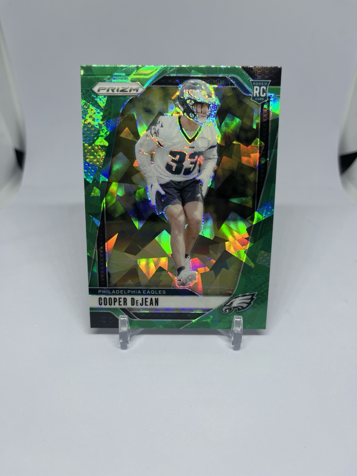 2024 Panini Prizm -Cooper DeJean #321 Green Ice Prizm RC Short Print (SP)-Eagles