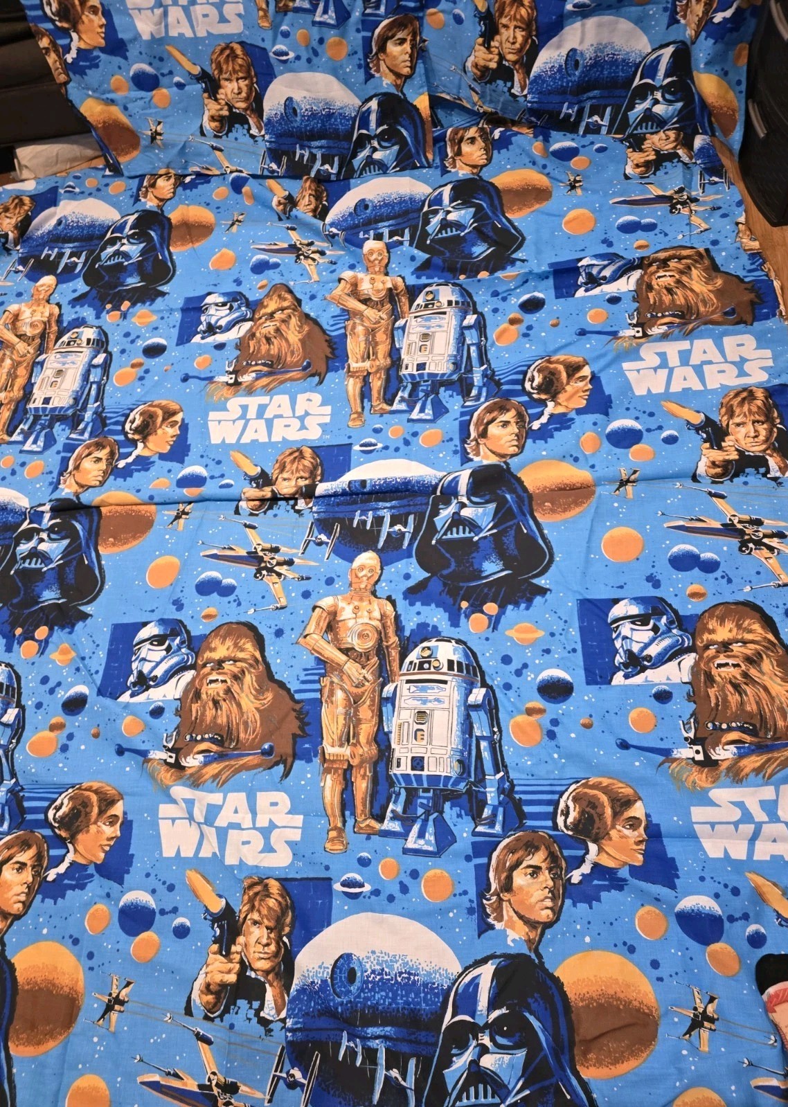 Vintage 1977 Star Wars: A New Hope SET Curtain 2 Panels 35x84" Top Sheet 92×102"