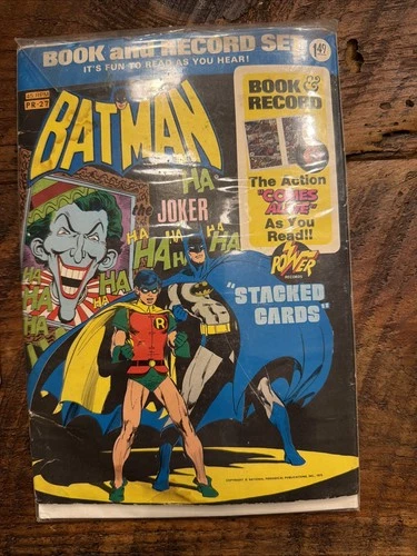Vintage 1975 Batman Joker Book And Record Set PR-27 Power Records Stacked Cards