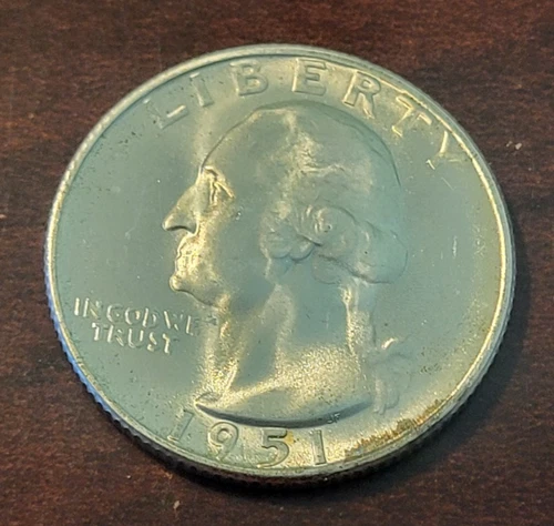 1951-S Washington Quarter --- Choice Uncirculated - Edge Toning on Obverse