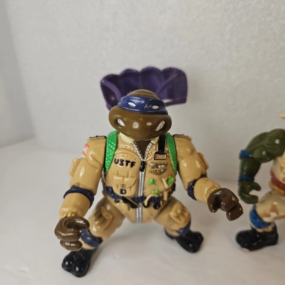 Lote De 4 Figuras De Colección TMNT Mutante Militar Leo Raph Mike Don 1991 Playmates Foto 2 de 4
