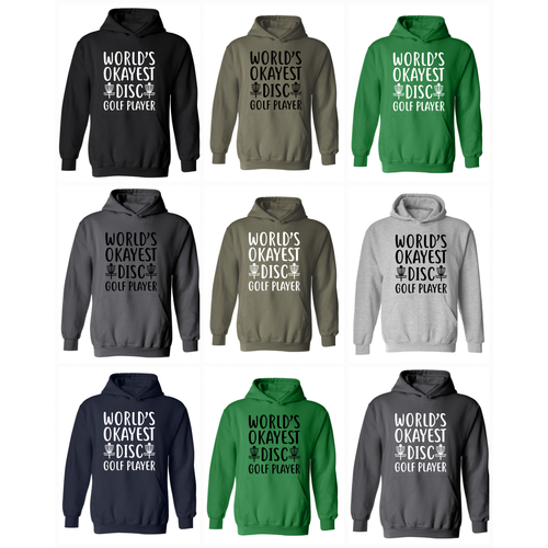 Disc Golf Hoodie Worlds Okayest Discgolfer Funny Discgolfing Sweatshirt - Picture 2 of 10