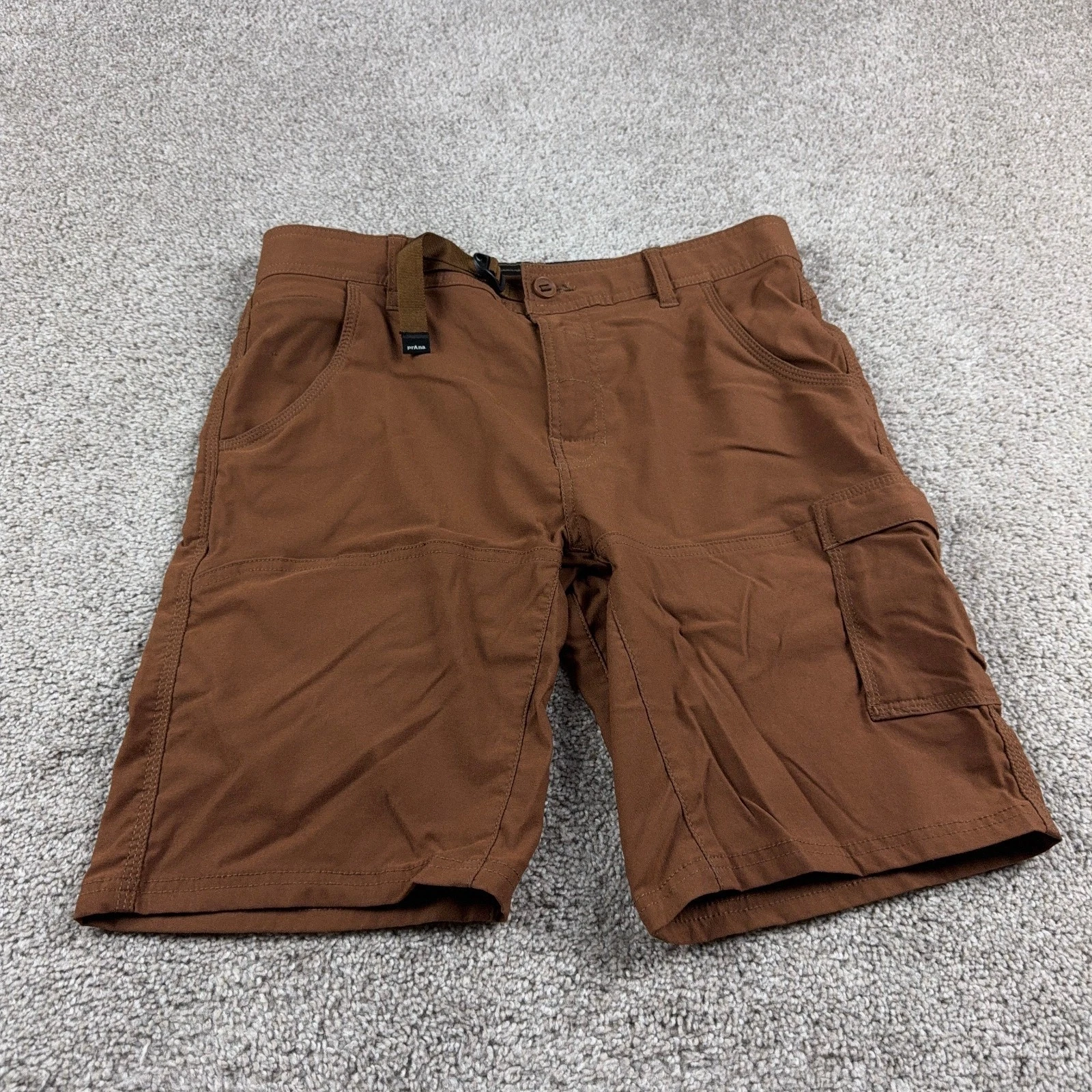 Prana Shorts Mens 32 Brown Zion Stretch Cargo Hiking Camping Belted Hiker 10 In