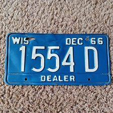 Plaque d'immatriculation concessionnaire Wisconsin 1966