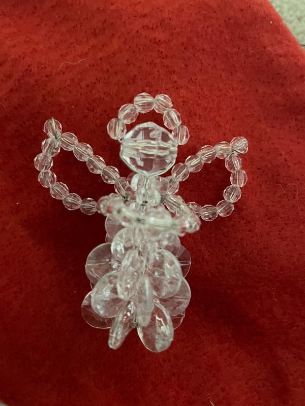 Handmade Beaded Angel Christmas Ornament 2.25" tall a
