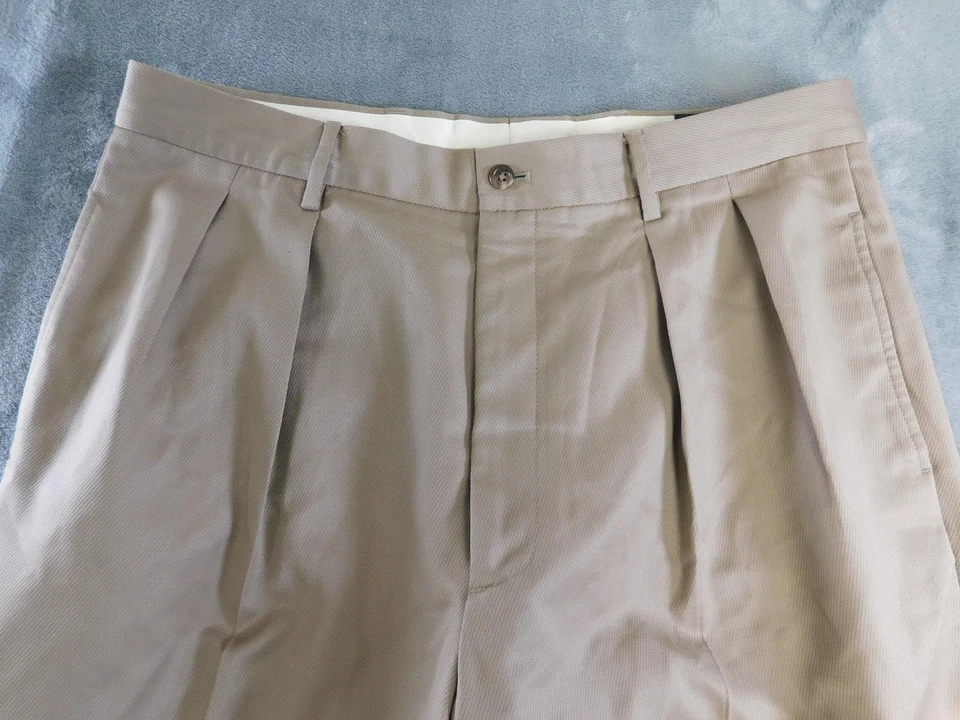 Pantalones de vestir Filson para hombre 36 plisados de lana tostada clásicos a medida DEFECTUOSOS Foto 3 de 4