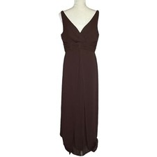 Bill Levkoff Womens Chiffon Special Occasion Dress Size 14 Brown Maxi Sleeveless