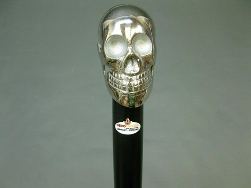 Antique Vintage Victorian Wooden Skull Handle Design Walking Stick Cane