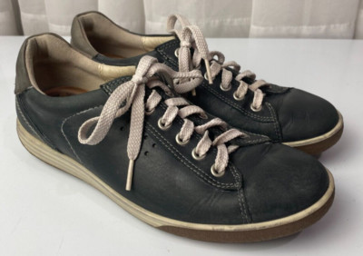 ECCO Women s US 7- 7.5 (EU 38) Blue Gray Nubuck Leather Lace Up Sneaker