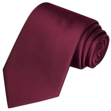Solid Satin Tie Pure Color Necktie Mens Ties  Gift Box Burgundy Red