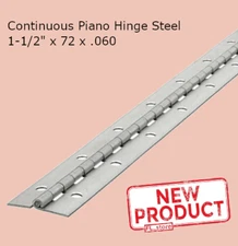 Continuous Piano Hinge Steel 1-1/2" x 72 x .060 Full Surface Nonremovable Pin
