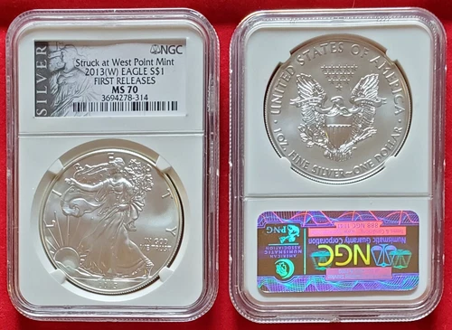 2013(W) Silver Eagle S$1 NGC MS70 FR Struck at West Point ALS Liberty Label (314