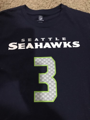 NWT Kids youth SEATTLE SEAHAWKS t-shirt # 3 WILSON size L LARGE 14-16 navy blue - Picture 3 of 7