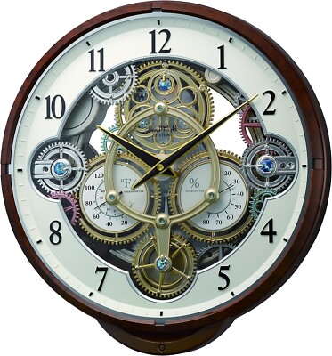 NEW Rhythm Widget Woodgrain Brown Gear Moving Musical Motion Clock 4MH886WU23