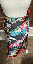 Long Sarong Wrap Scarf Coverup Tropical Birds Of Paradise Floral Resortwear