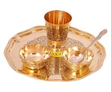 Juego de latón Señor Dios Kanha Ji Bhog Thali para adoración Pooja