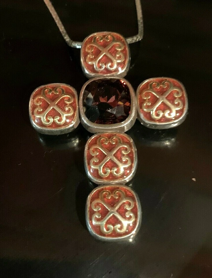 Collar REVERSIBLE BRIGHTON CROSS Marrón y Púrpura Cristal Swarovski Esmalte Foto 4 de 4