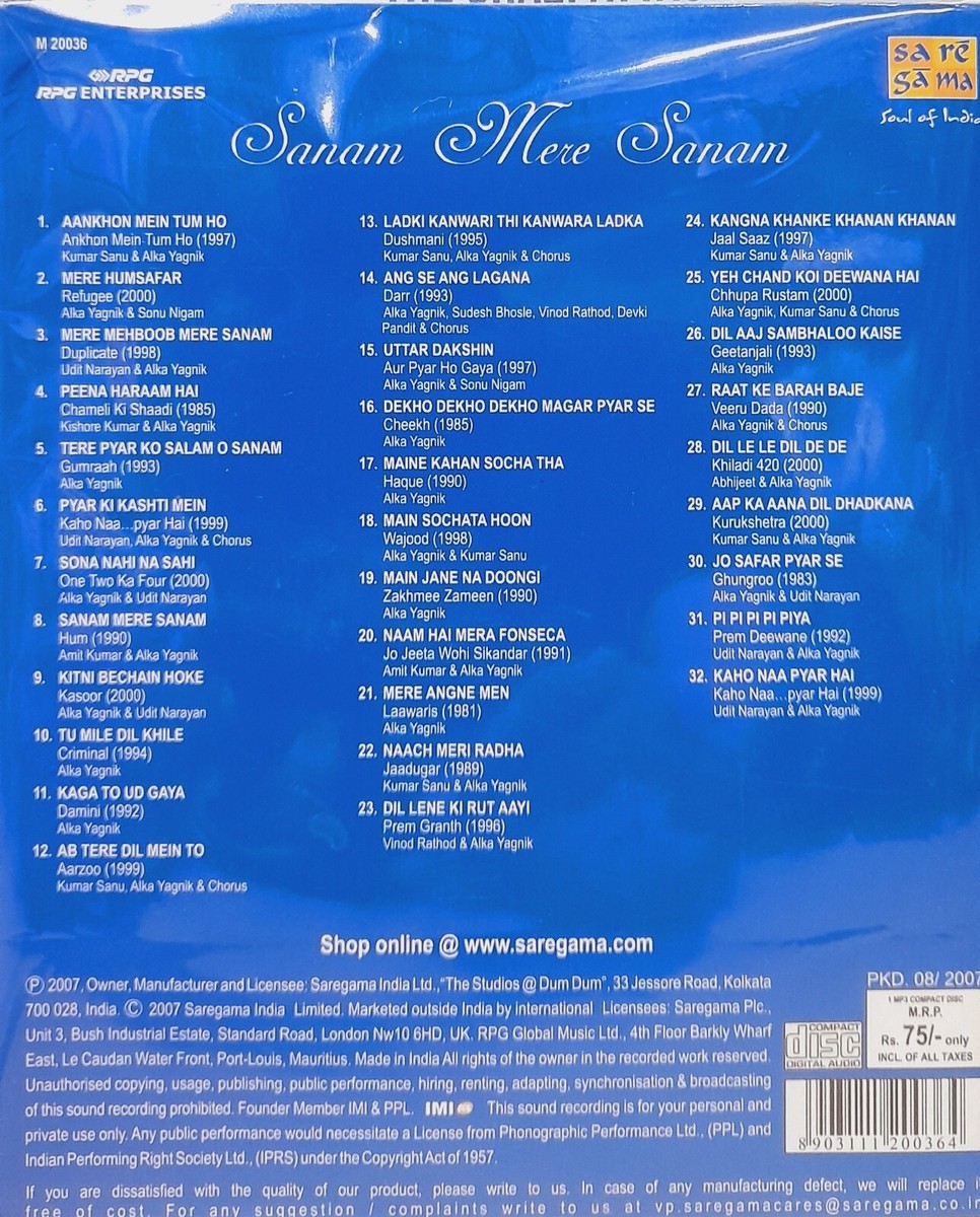 Sanam Mere Sanam Other Hits Of Alka Yagnik Bollywood Hindi