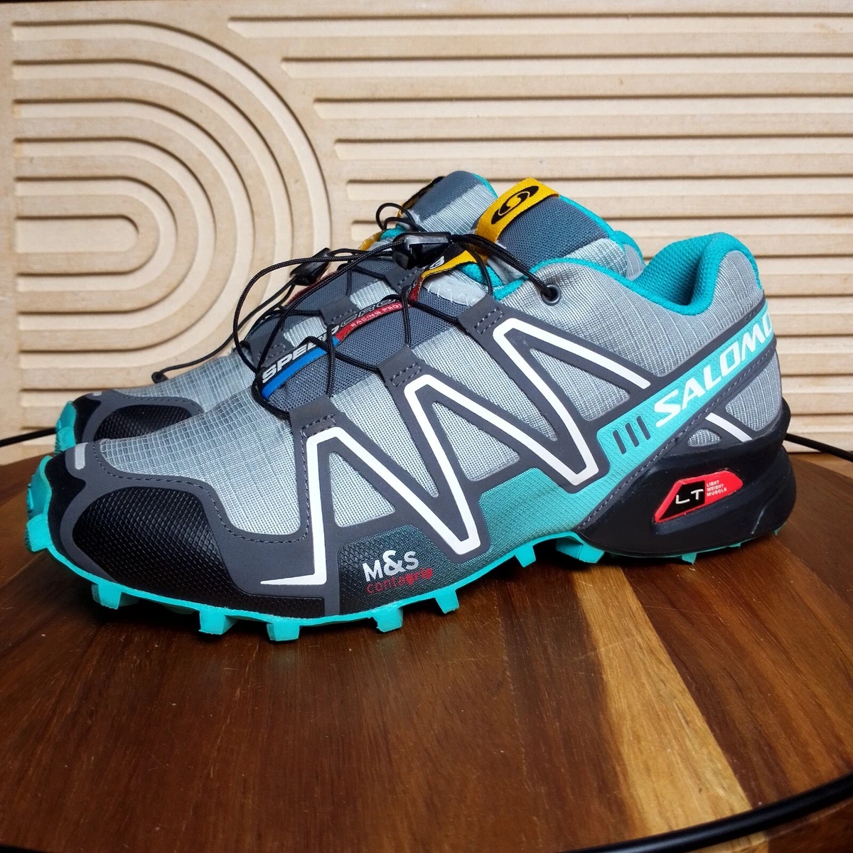 Salomon Womens Sz 8.5 Speedcross 3 LT Blue Gray Racing Contagrip WORN TWICE