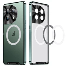 For Oneplus 13 12 11 Magnetic Metal Frame Matte Clear backplane shockproof case