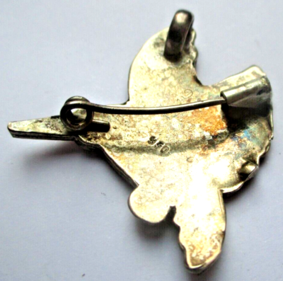Ancienne Broche-pendentif Oiseau En Argent 950 Avec émaux - Bijou Vintage Superbe