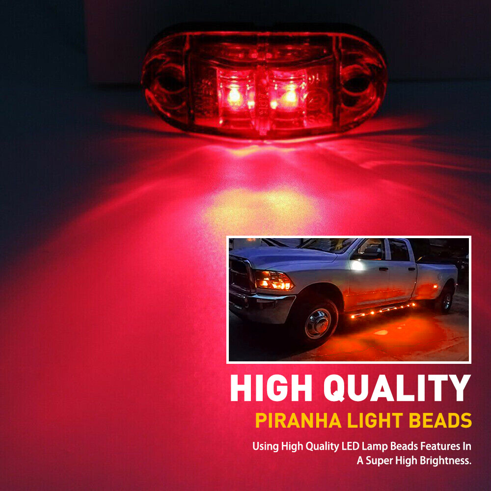 12PCS Amber/Red Marker Lights 2.5" LED Truck Trailer Oval Clearance Side Light E - Foto 5