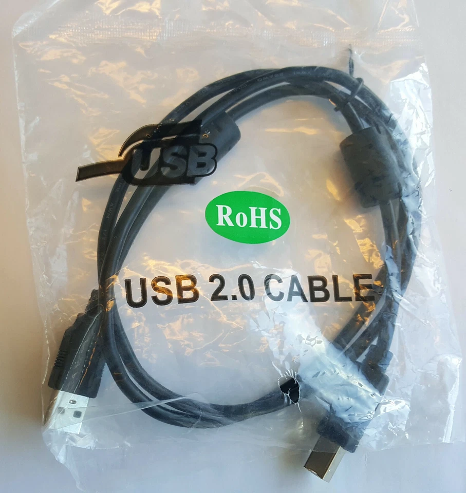 High Speed USB 2.0 Cables with 2 Ferrite Chokes, A Male to B Male, 1m,RoHS (50x) - Image 2 of 2