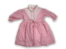 Vintage Toddler Girls Pinafore Dress Pink Whie Read Measurements 3/4T 