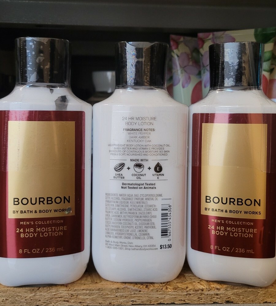 3 BATH & BODY WORKS MENS COLLECTION BOURBON 24 HOUR MOISTURE SHEA BODY LOTION