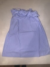 Veto moda Ruffle Cami Mini Dress Blue Stripe Size Small