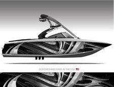 Reptile Black Abstract Boat Wrap Kit 3m Premium Cast Vinyl - 15 Size Options