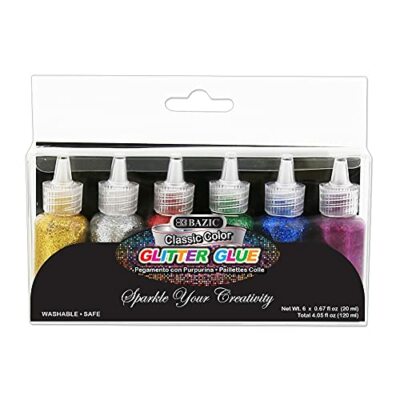 BAZIC Glitter Glue Tube Classic Color Non-Toxic Washable DIY Slime crafts 6 Pack