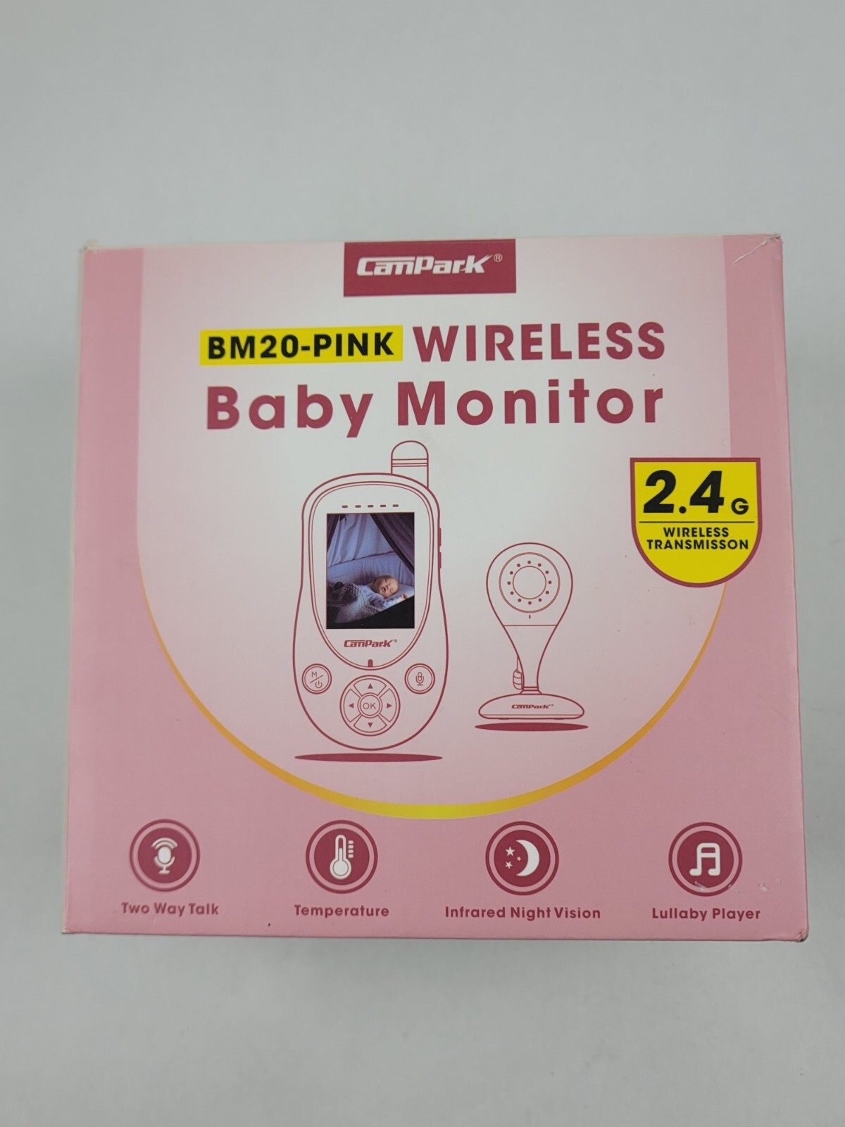 Campark 2.4GHz Wireless Baby Monitor with Two-Way Audio BM20 Pink-image