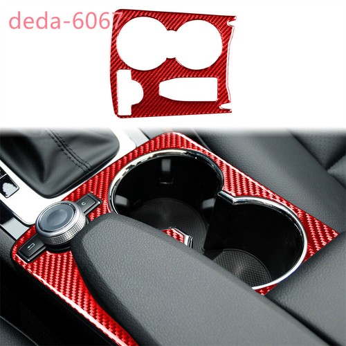 Red Carbon Fiber Water Cup Holder Panel Cover Trim For Benz C Class W204 2007-14 - Foto 10 di 12