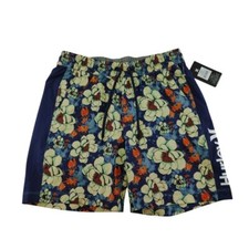 Hurley Floral Quick-Dry Swim Shorts Navy Blue Beach Surf Board Shorts Size S