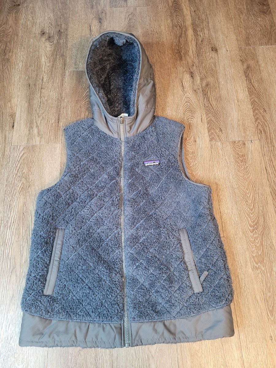 Patagonia Los Gatos Hooded Vest Womens Medium Reversible 25220 Gray Purple  Zip