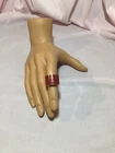 Vintage 925 Sterling Silver Coral Modernist Ring Domed Channel Setting Size 6