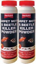 2 x Rentokil Carpet Beetle & Moth Killer Powder Kills Egg,Larvae & Adults 150gm