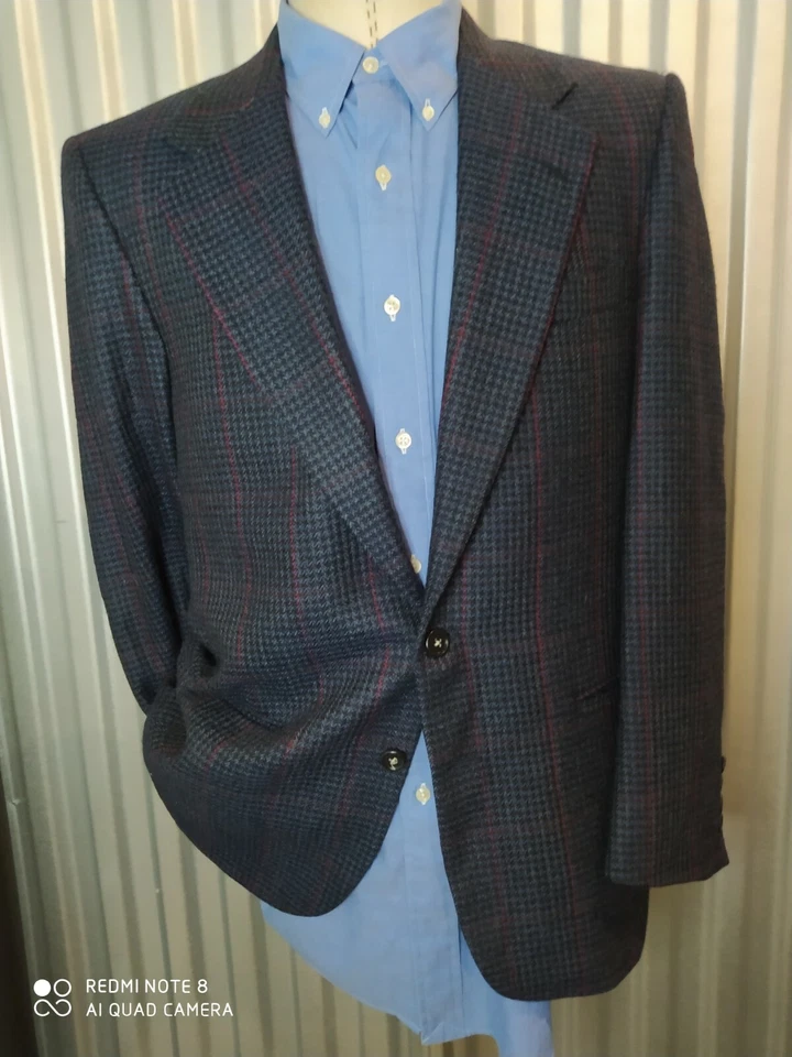 Blazer Chaqueta Abrigo Deportivo Vintage Años 80 Escocia Tweed 38R Azul Negro Rosa Cuadros Foto 2 de 4