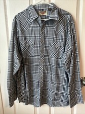 Vtg Youngbloods Western Pearl Snap Long Sleeve Shirt Men 2X Blue Plaid