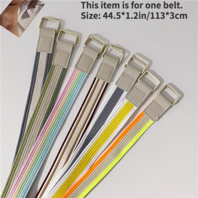 9915 Cotton Woven Stripe Waist Belt Double D Ring Multicolored Girl Teen 81E9ePFN7AL._AC_SY350_QL65_.jpg main image 4