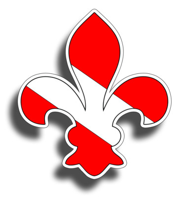 Fleur De Lis Scuba Dive Flag Sticker LSU Diver Diving Car Louisiana Window Decal