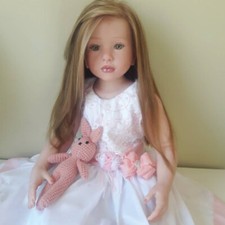 40in Unfinished Reborn Doll DIY Kits Toddler Girl with Long Hair Cloth Body Gift