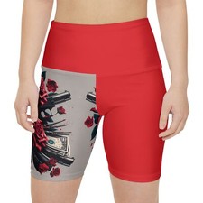 Edgy Floral Workout Shorts, Gym Wear, Fitness Apparel, Trendy Exercise Shorts,